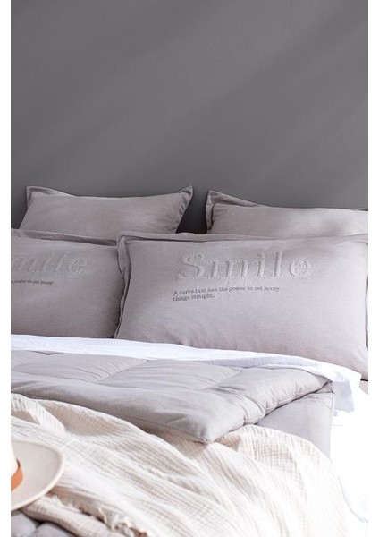 Yeni Sezon Bobigny Tek Kişilik Pamuklu Supersoft Comforter Set - Açık Gri - Açık Gri fırsatları