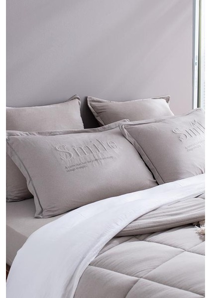 Yeni Sezon Bobigny Tek Kişilik Pamuklu Supersoft Comforter Set - Açık Gri - Açık Gri indirimleri