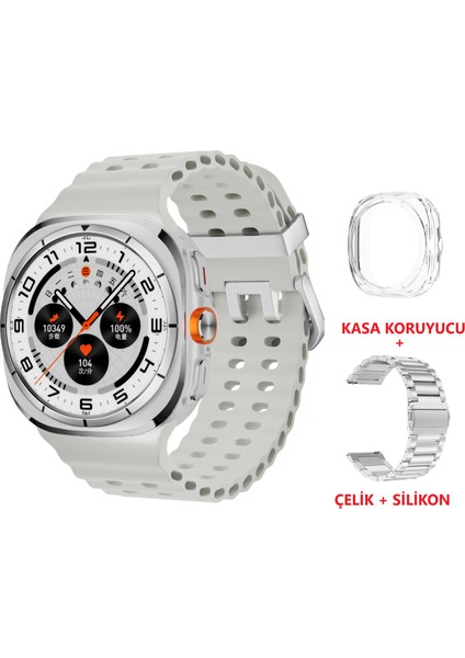 Sk 7 Ultra Amoled 47 mm Çelik + Silikon Kordonlu Akıllı Saat