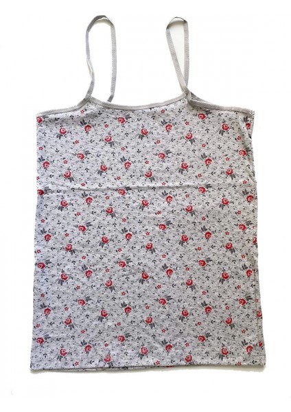 Kadın Askılı Desenli Atlet Dantelli Empirme Pamuklu Penye D2