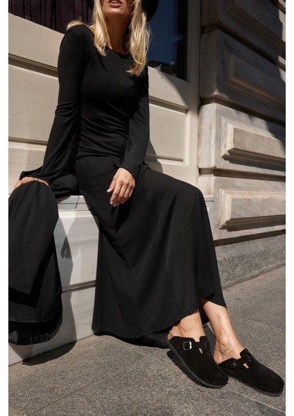 Oslo Hakiki Deri Mantar Taban Ortopedik Unisex Terlik