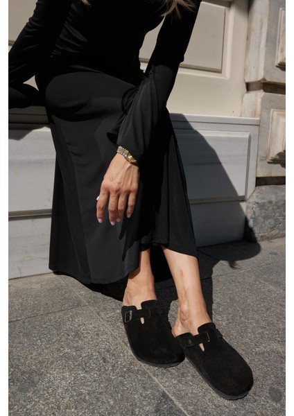 Oslo Hakiki Deri Mantar Taban Ortopedik Unisex Terlik modelleri