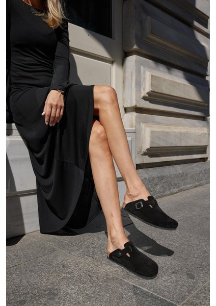 Oslo Hakiki Deri Mantar Taban Ortopedik Unisex Terlik