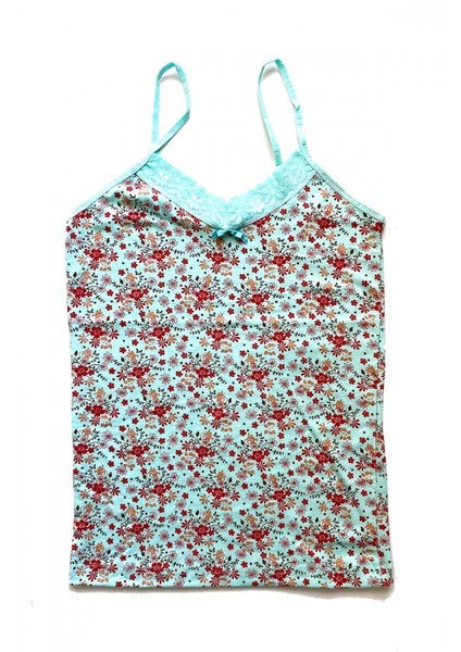 5 Adet Kadın Askılı Desenli Atlet Dantelli Empirme Pamuklu Penye D1-5