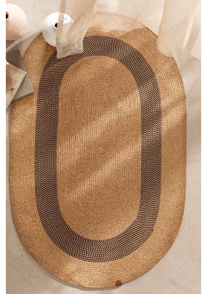 Yeni Sezon Alsace Oval Kilim - Naturel/siyah - 90X150 cm - Naturel/siyah