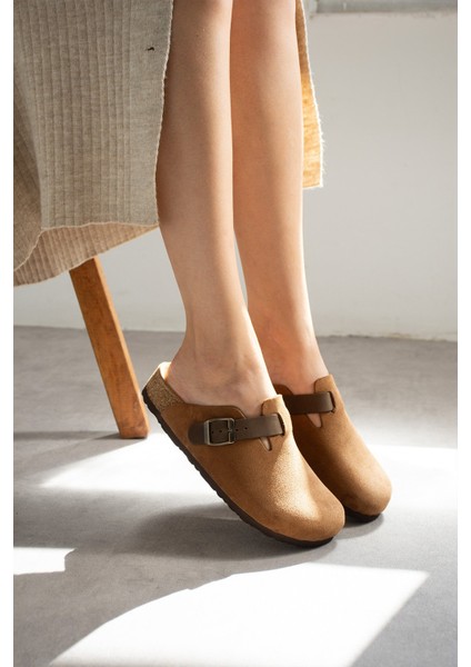 Oslo Hakiki Deri Mantar Taban Ortopedik Unisex Terlik