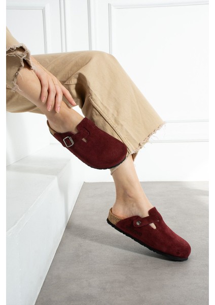 Oslo Hakiki Deri Mantar Taban Ortopedik Unisex Terlik