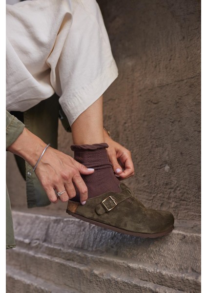 Oslo Hakiki Deri Mantar Taban Ortopedik Unisex Terlik modelleri