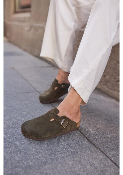 Oslo Hakiki Deri Mantar Taban Ortopedik Unisex Terlik indirimleri