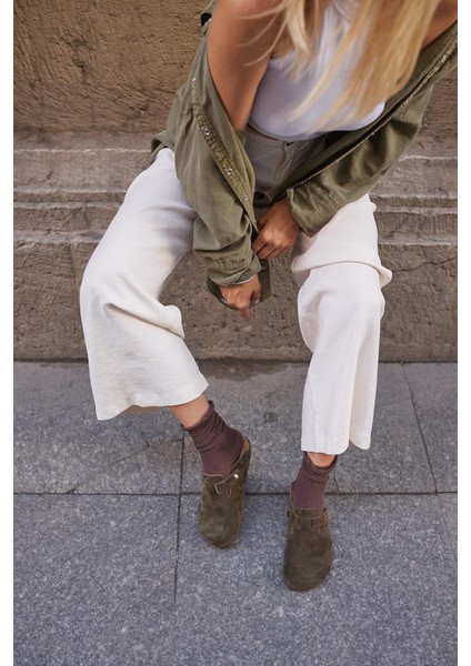 Oslo Hakiki Deri Mantar Taban Ortopedik Unisex Terlik