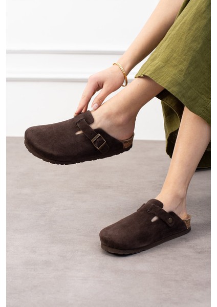 Oslo Hakiki Deri Mantar Taban Ortopedik Unisex Terlik