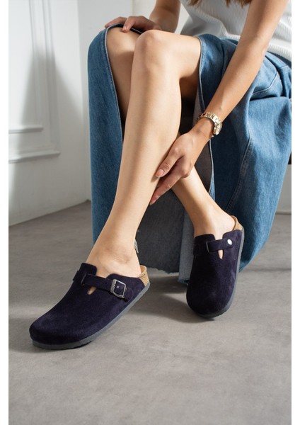 Oslo Hakiki Deri Mantar Taban Ortopedik Unisex Terlik