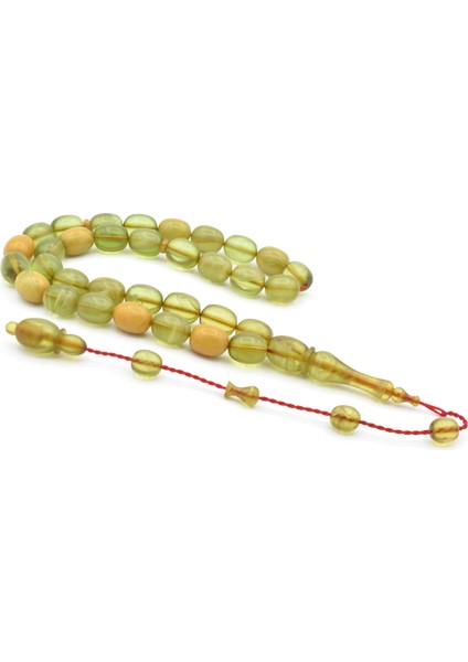 Ahmet Damar Işçilikli Hareli Yeşil Ateş Kehribar Tesbih