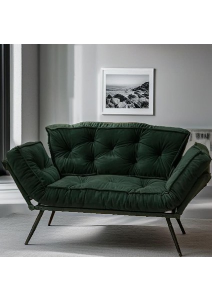 Milano Tasarım Katlanır Yataklı Ikili Kanepe | Modern Yeşil Mekanizmalı Çekyat Koltuk – Lüks ve Fonksiyonel