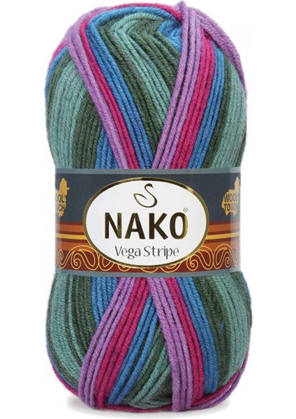 5 Adet Vega Stripe Premium Akrilik El Örgü Ipi Yünü No: 82408 fırsatları