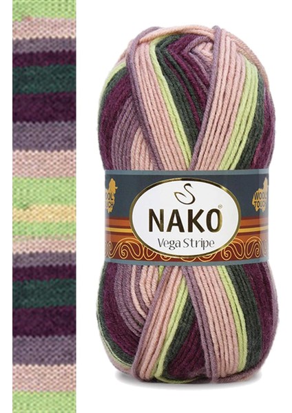 5 Adet Vega Stripe Premium Akrilik El Örgü Ipi Yünü No: 82414 fırsatları