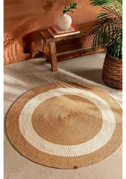 Yeni Sezon Alsace Yuvarlak Kilim - Naturel/krem - 120 cm - Naturel/krem