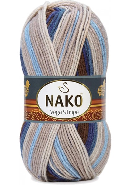 5 Adet Vega Stripe Premium Akrilik El Örgü Ipi Yünü No: 82422 fırsatları