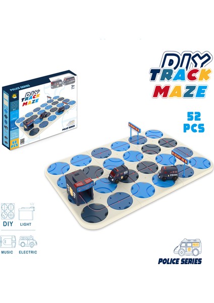 52 Parça Stem Eğitici Beceri Geliştirici Mantıksal Kendin Yap Yol Inşa Oyunu Puzzle Oyuncak Polis