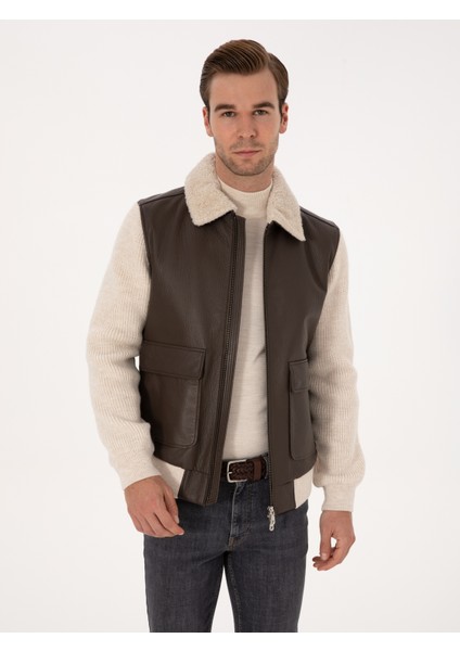 Erkek Kahverengi Deri Mont 50308736-VR029