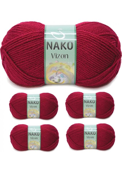 5 Adet Vizon Premium Akrilik El Örgü Ipi Yünü Renk NO:3630 Vişne Çürüğü