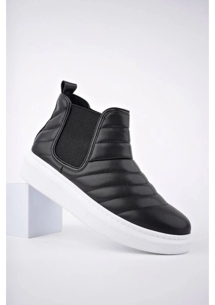 SLW205 Boston Bağcıksız Cilt Erkek Spor Bot Bt - Siyah modelleri