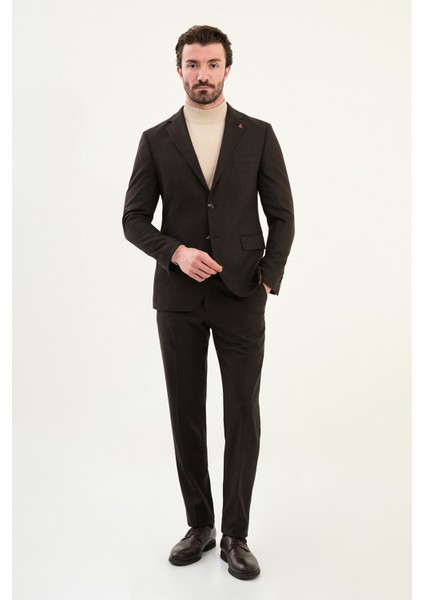 Desenli Slim Fit Mono Yaka Yün Erkek Takım Elbise modelleri