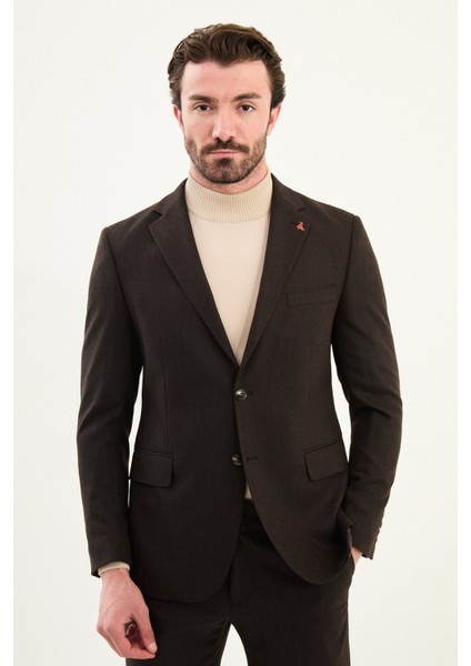 Desenli Slim Fit Mono Yaka Yün Erkek Takım Elbise fırsatları