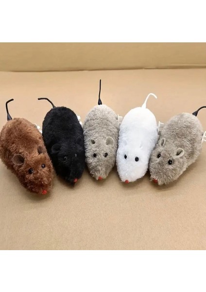 Kurmalı Kedi Eğitim Oyuncağı Tüylü Peluş Fare Yakalama Sevimli Eğlenceli Oyuncak