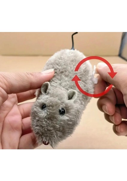 Kurmalı Kedi Eğitim Oyuncağı Tüylü Peluş Fare Yakalama Sevimli Eğlenceli Oyuncak