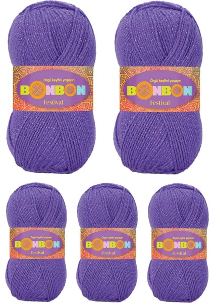 5 Adet Festival Simli Örgü Ipi Yünü Renk NO:241