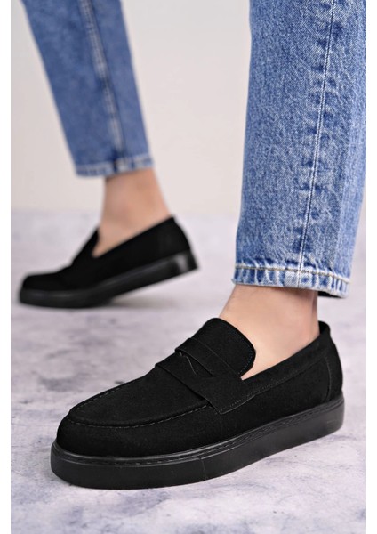 SLW180 Estilo x Bağcıksız Süet Erkek Günlük Spor Klasik Ayakkabı Sst - Siyah