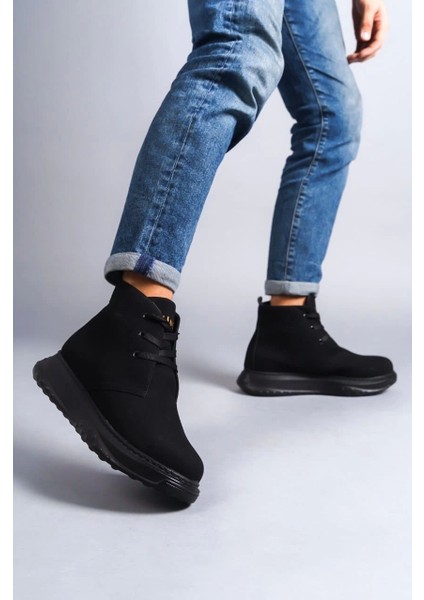SLW204 Franca Bağcıklı Süet Erkek Spor Bot St - Siyah