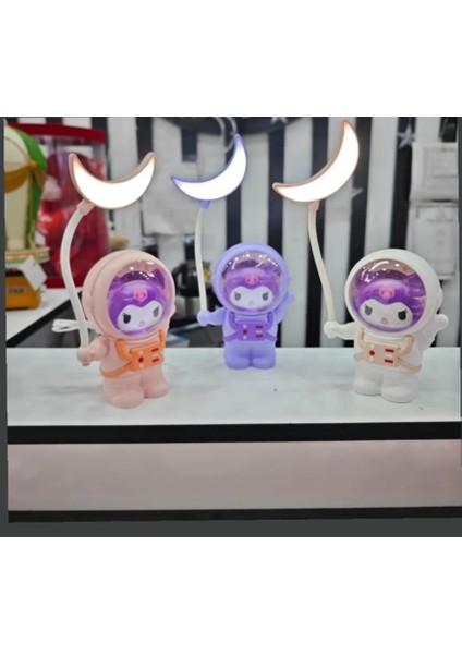 Astronot Model Karakterli Kalemtraşlı Soft Pembe Masa Lambası Gece Lambası