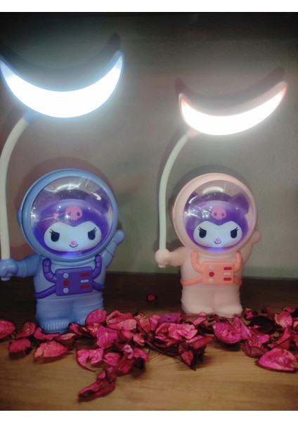 Astronot Model Karakterli Kalemtraşlı Soft Pembe Masa Lambası Gece Lambası modelleri
