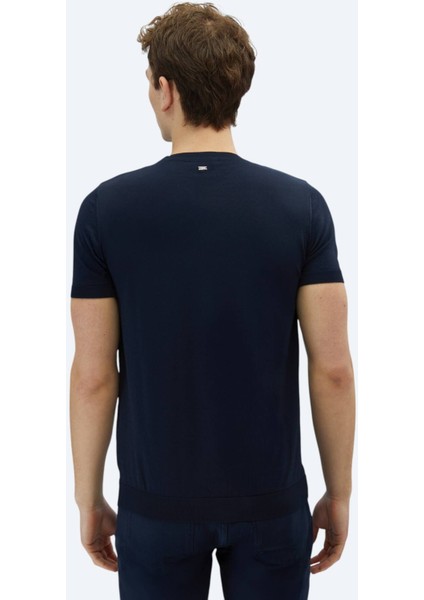 Lacivert Bisiklet Yaka Düz Örgü Triko fırsatları