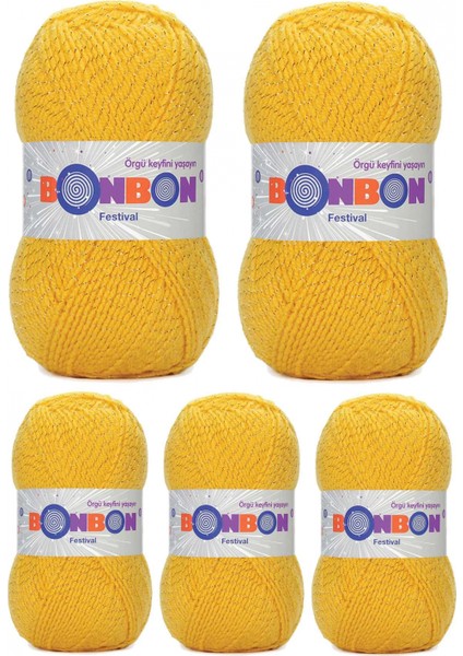 5 Adet Festival Simli Örgü Ipi Yünü Renk NO:217