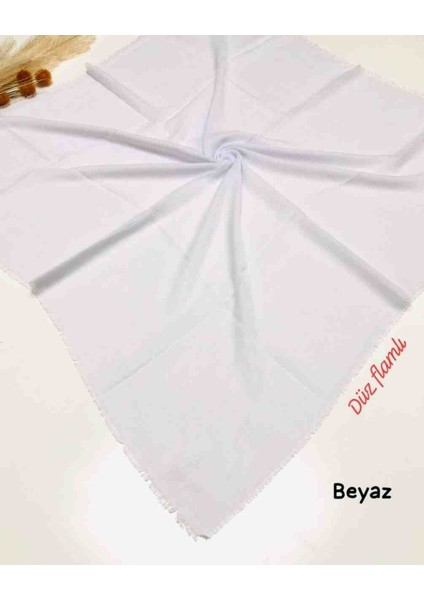 Düz Flamlı Eşarp Beyaz