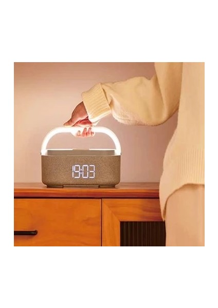 Smart Bluetooth Taşıma Kulplu LED Işıklı Dijital Saat Speaker Hoparlör ( 1+1 Hd Ses Sistemi) KL01