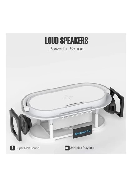 Smart Bluetooth Taşıma Kulplu LED Işıklı Dijital Saat Speaker Hoparlör ( 1+1 Hd Ses Sistemi) KL01 fırsatları