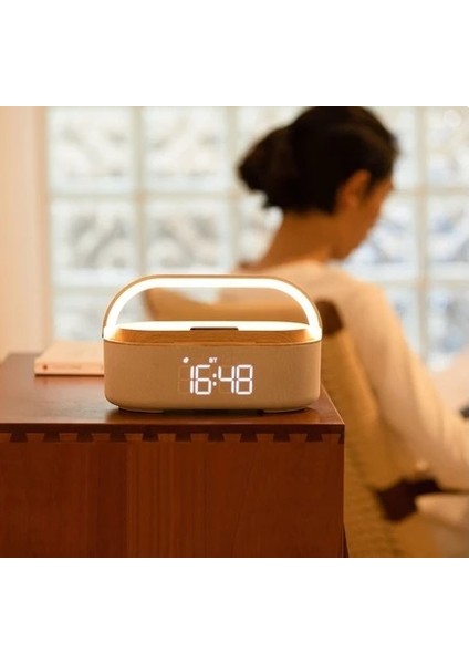 Smart Bluetooth Taşıma Kulplu LED Işıklı Dijital Saat Speaker Hoparlör ( 1+1 Hd Ses Sistemi) KL01 indirimleri
