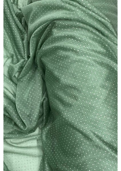 Yağmur Damlası Simli Abiye Elbise Şallık Tül Kumaş Mint Yeşil 75 fiyatları