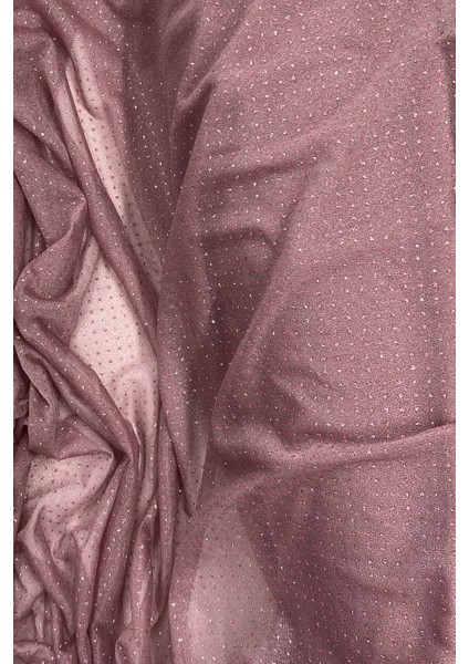 Yağmur Damlası Simli Abiye Elbise Şallık Tül Kumaş Koyu Gül Kurusu 36 fiyatları