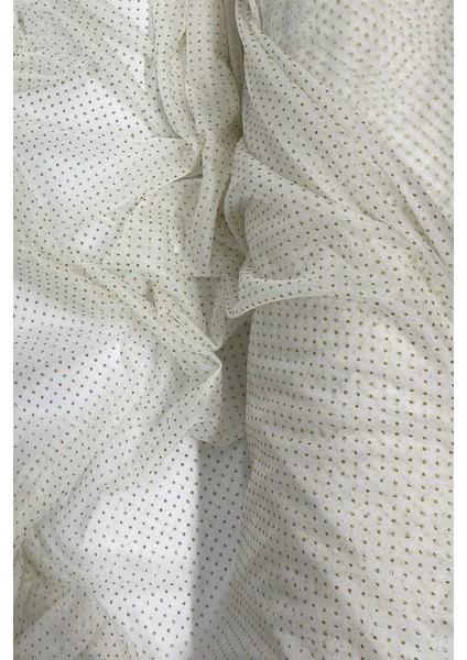 Yağmur Damlası Simli Abiye Elbise Şallık Tül Kumaş Ekru 12 fiyatları