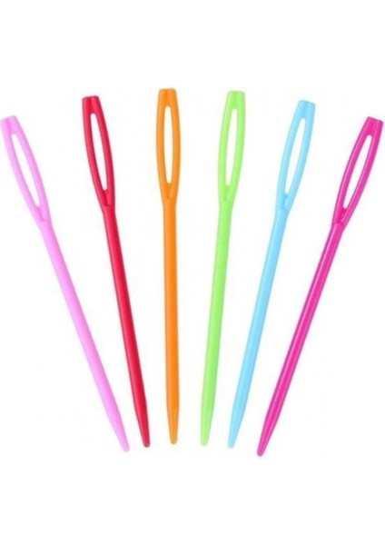6 Adet Plastik Yün Iğnesi 9cm