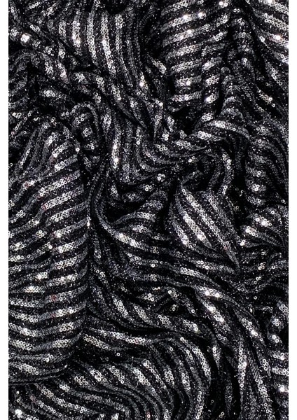 Sakallı Çizgili Pullu Kumaş Pullu Payet Kumaş Abiye Nişan Düğün Siyah fiyatları