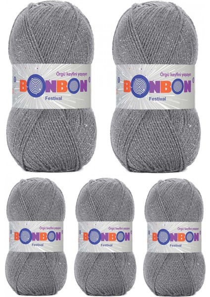 5 Adet Festival Simli Örgü Ipi Yünü Renk NO:233