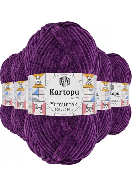 5 Adet Yumurcak Kadife El Örgü Ipi Açık Mor K719