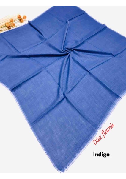 Düz Flamlı Eşarp Indigo