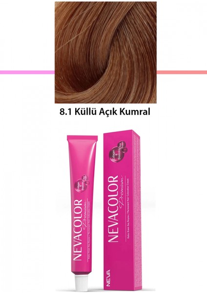 Premium 8.1 Küllü Açık Kumral - Kalıcı Krem Saç Boyası 50 G Tüp
